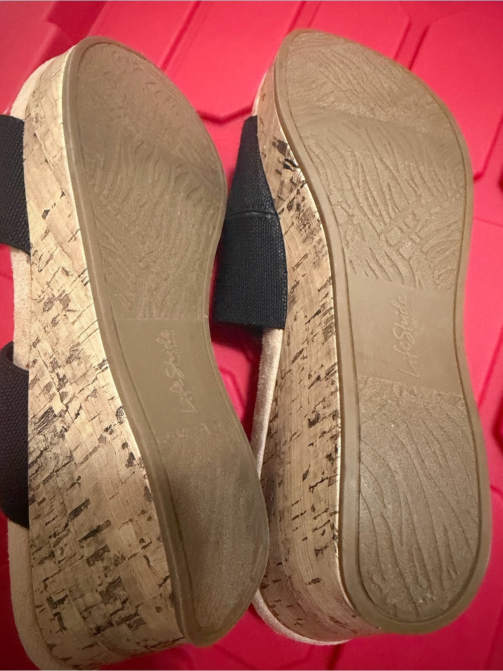 Life Stride Black Cork Double-Band Wedge Sandals - Picture 4 of 6